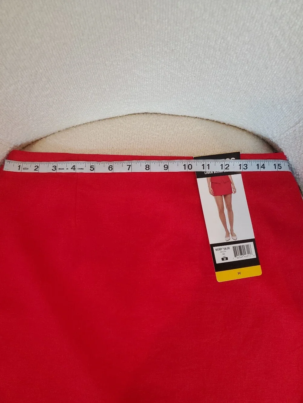 NWT Express Red Mini Skirt Linen Blend Women's Size Medium  Hidden Back Zipper - Picture 3 of 9
